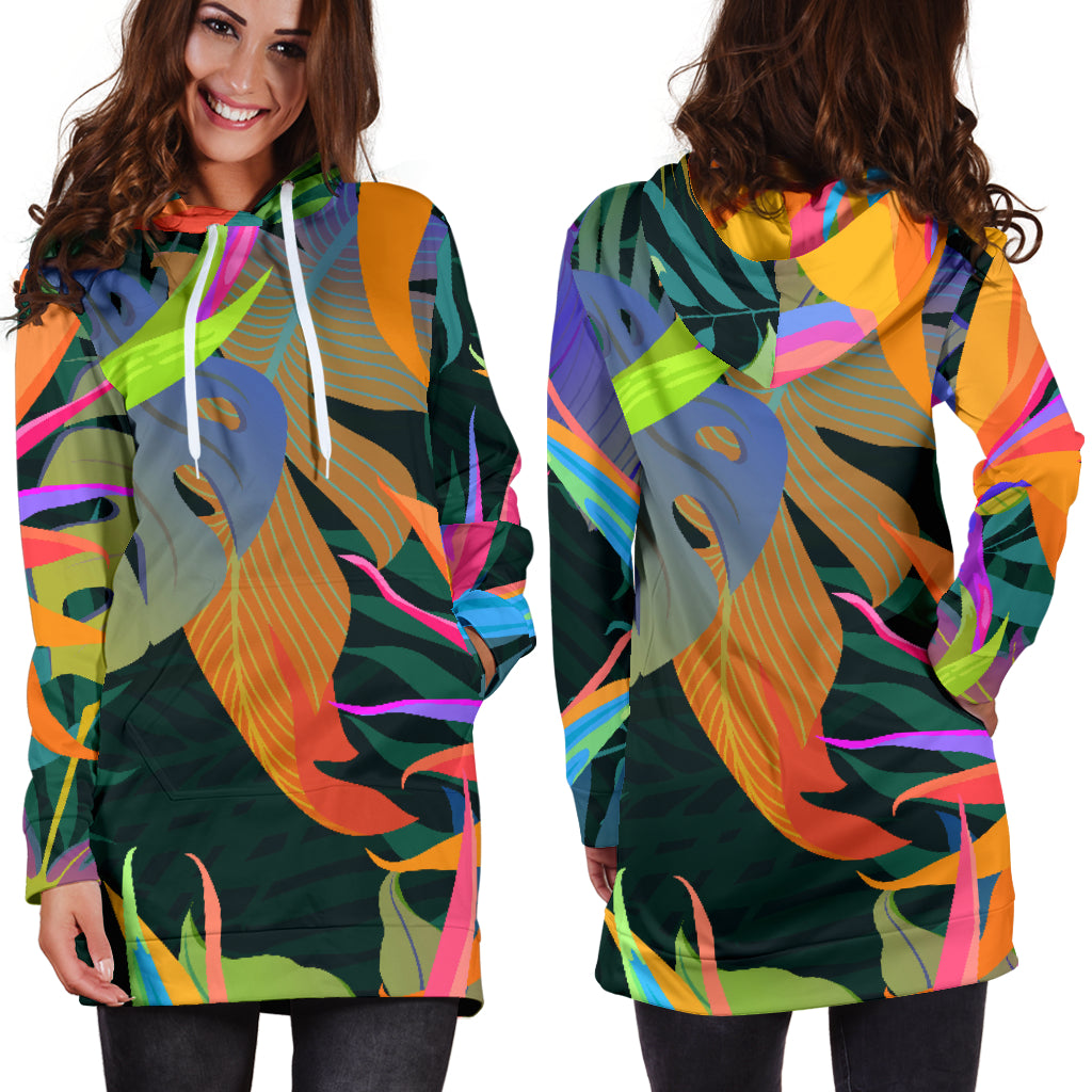 Colorful Plants Womens Hoodie Dress