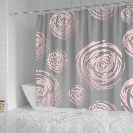 Ivory Abstract Spirals Shower Curtain