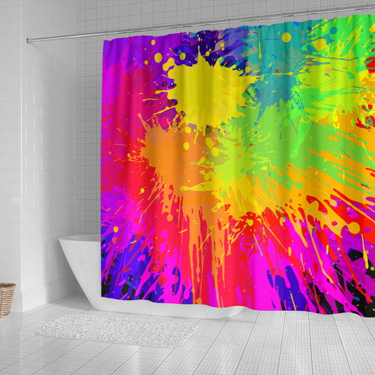 Colorful Paint Splatter Abstract Art Shower Curtain