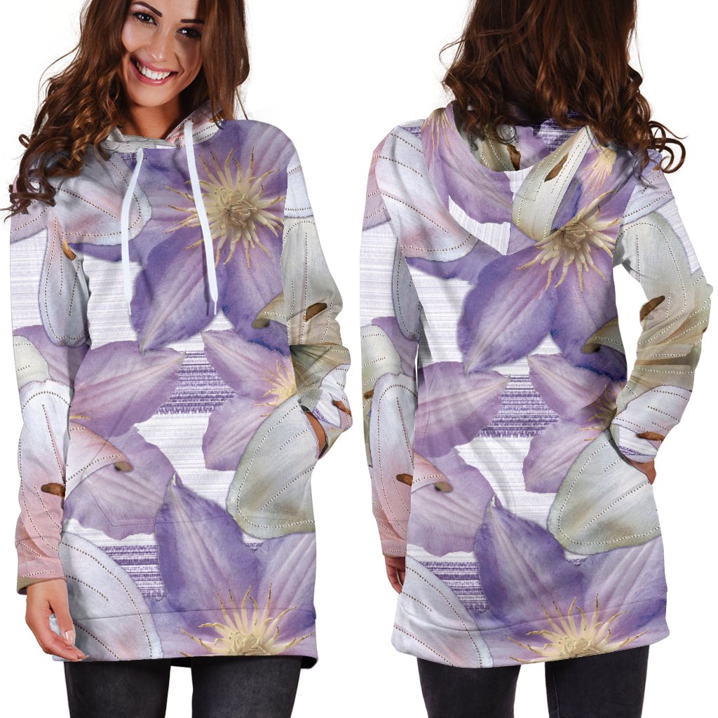 Purple Flowers Womens Hoodie Dress