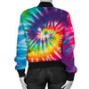 Womens Colorful Tie Dye Spiral Bomber Jacket