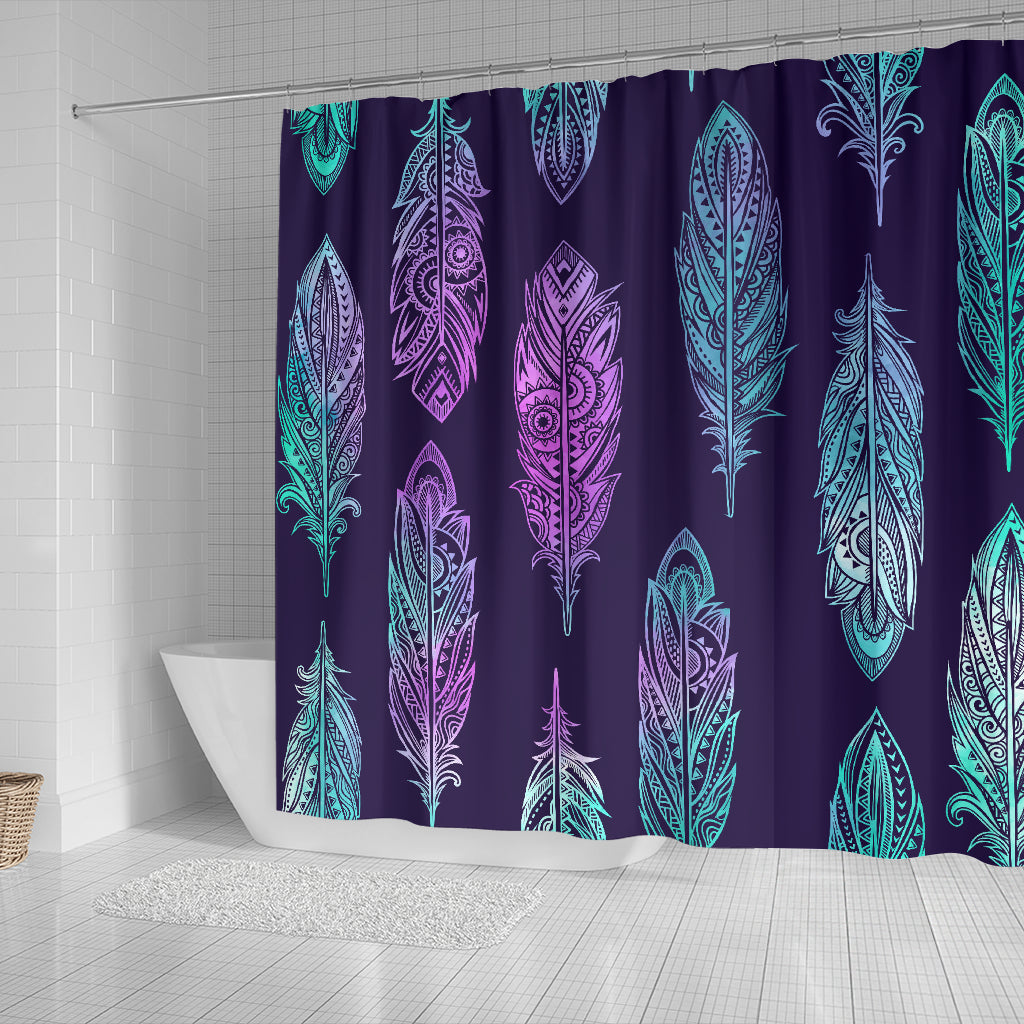 Neon Pink Feathers Shower Curtain