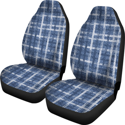 Denim Blue Plaid Car Seat Covers