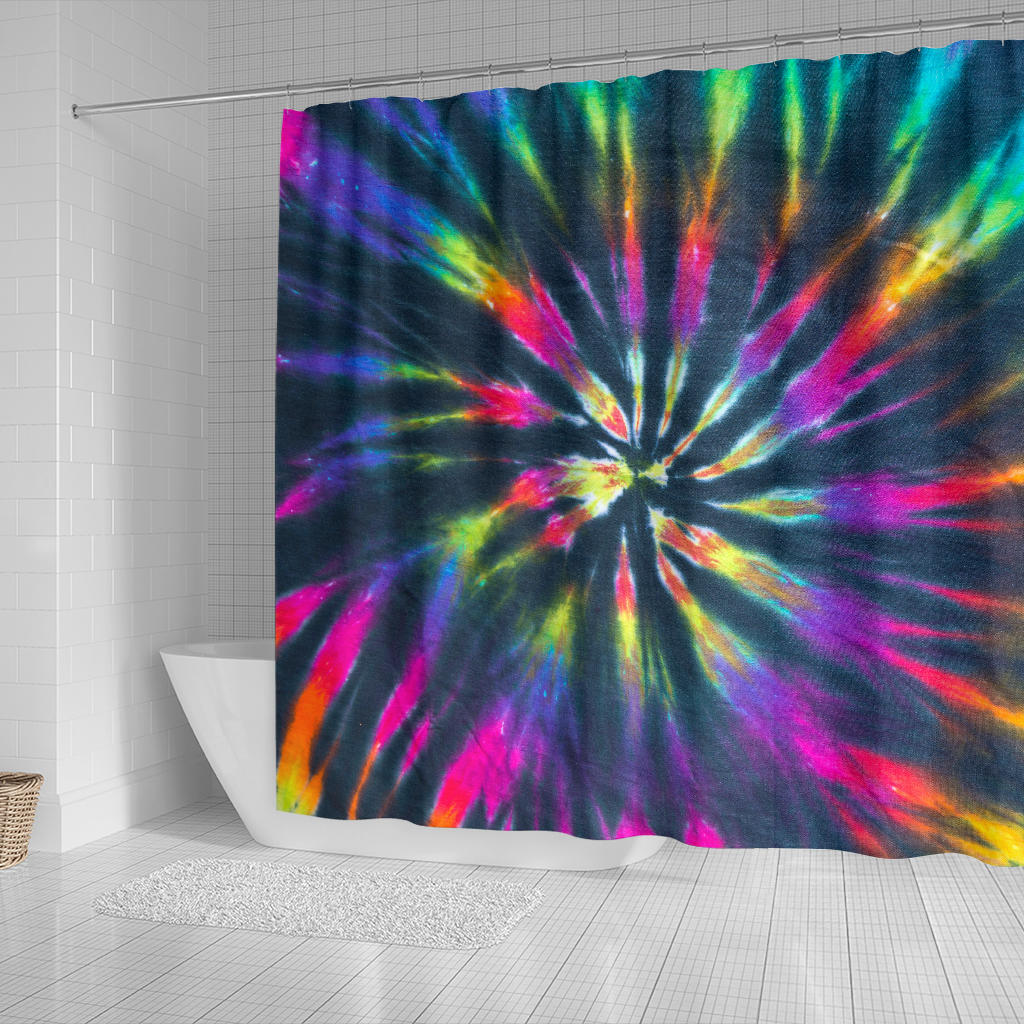 Colorful Neon Tie Dye Shower Curtain