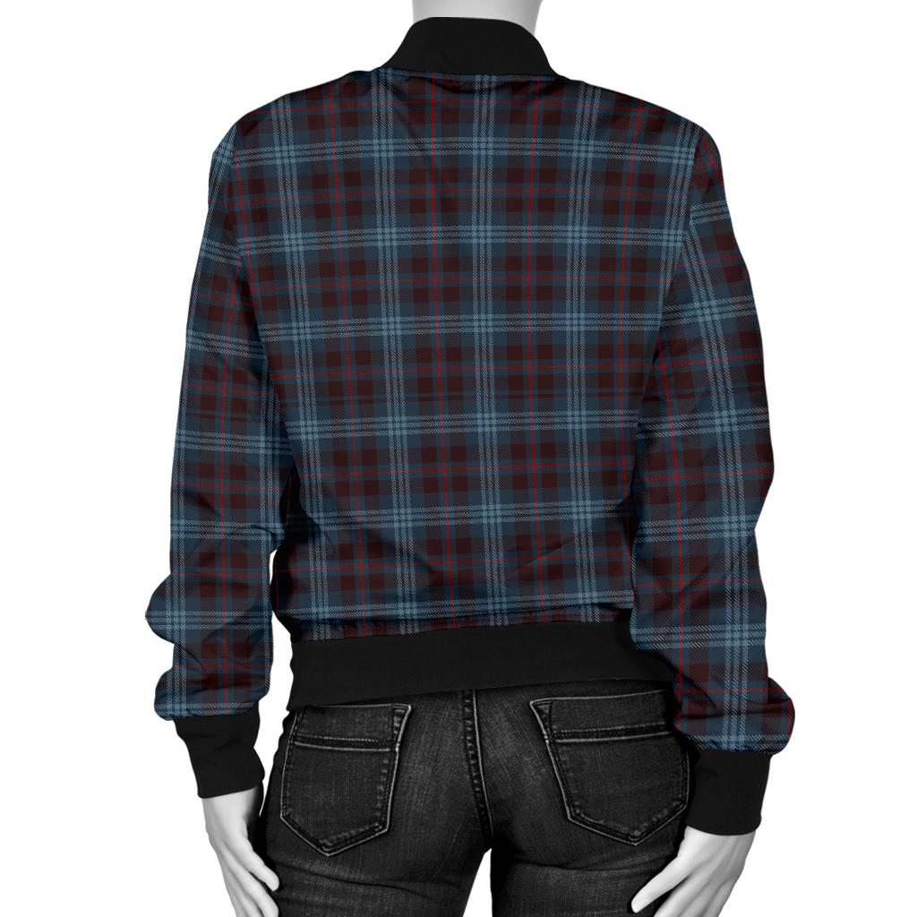 Womens Blue Plaid Bomber Jacket
