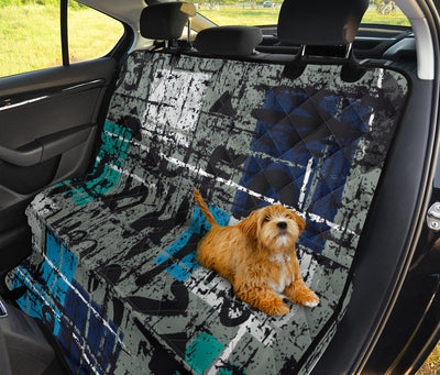 Grey Blue Abstract Car Back Seat Pet Cover