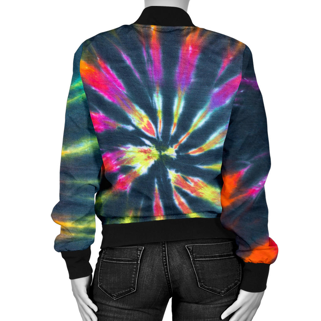 Womens Colorful Neon Tie Dye Bomber Jacket