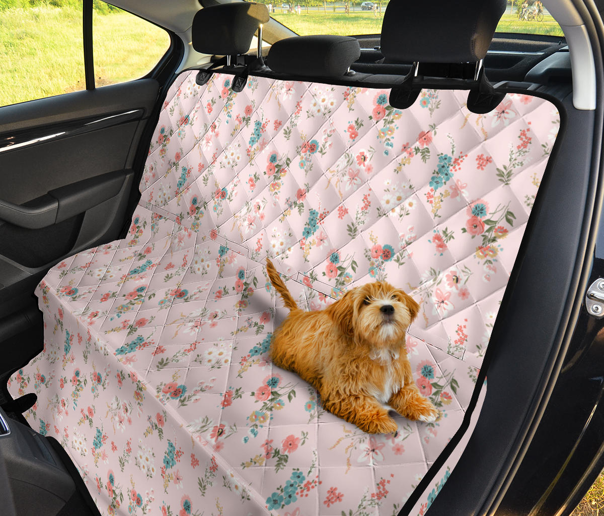 Pink Floral Car Back Seat Pet Cover