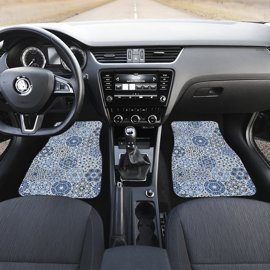 Blue Mandalas Honeycomb Car Floor Mats