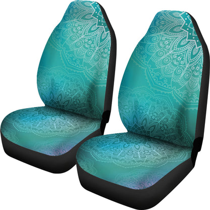 Light Green Teal Mandalas Car Seat Covers