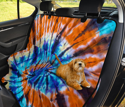 Orange & Blue Tie Dye Print Car Back Seat Pet Cover