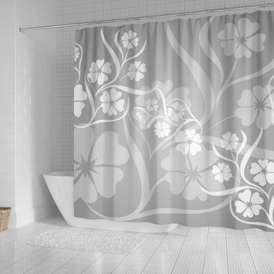 Grey Floral Shower Curtain
