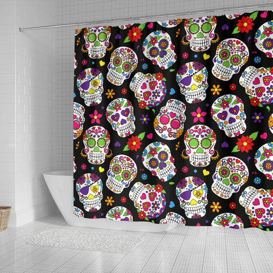 Colorful Sugar Skulls Shower Curtain