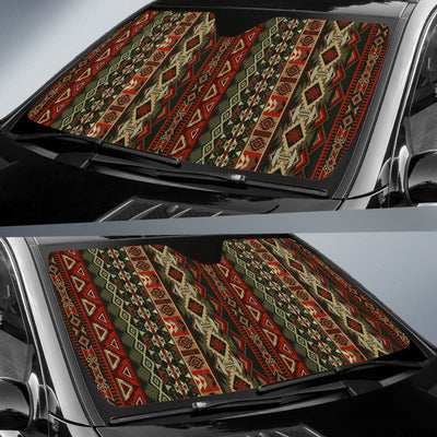 Red Brown Aztec Car Sun Shade