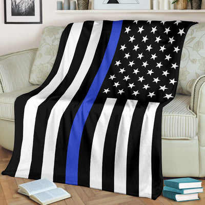 American USA Flag Blue Stripe Police Officer Blanket