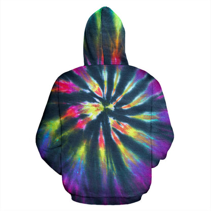 Colorful Neon Tie Dye Print Hoodie