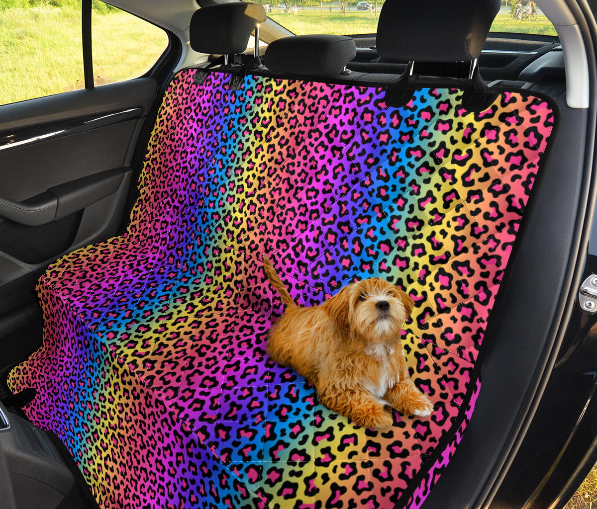 Colorful Leopard-Print Stripes Car Back Seat Pet Cover