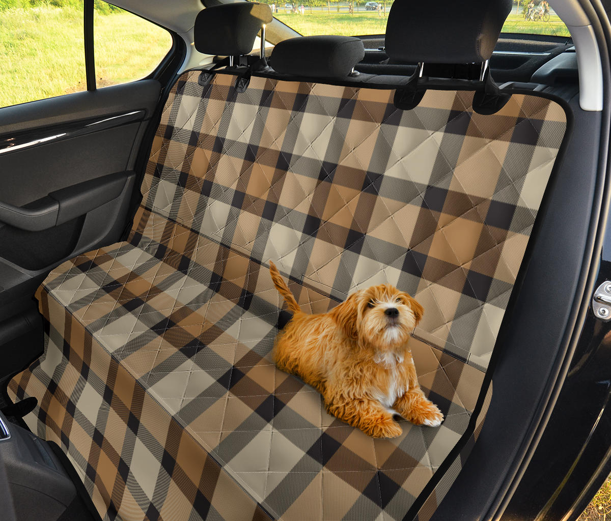 Brown Plaid Car Back Seat Pet Cover