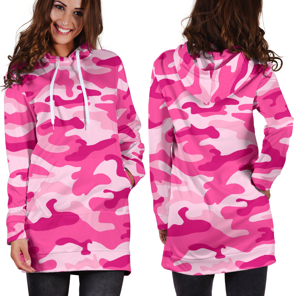 Pink Camouflage Hoodie Dress