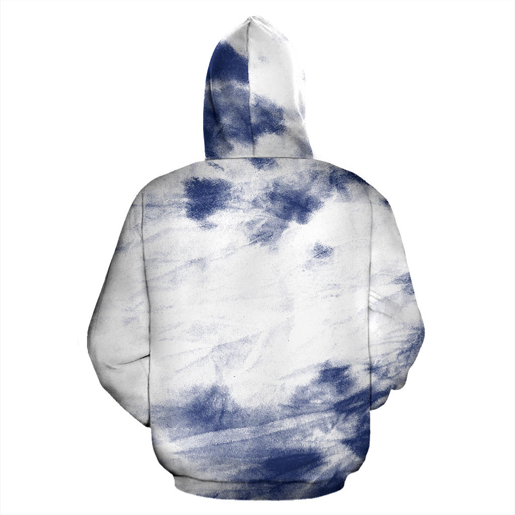 Blue White Tie Dye Grunge Hoodie