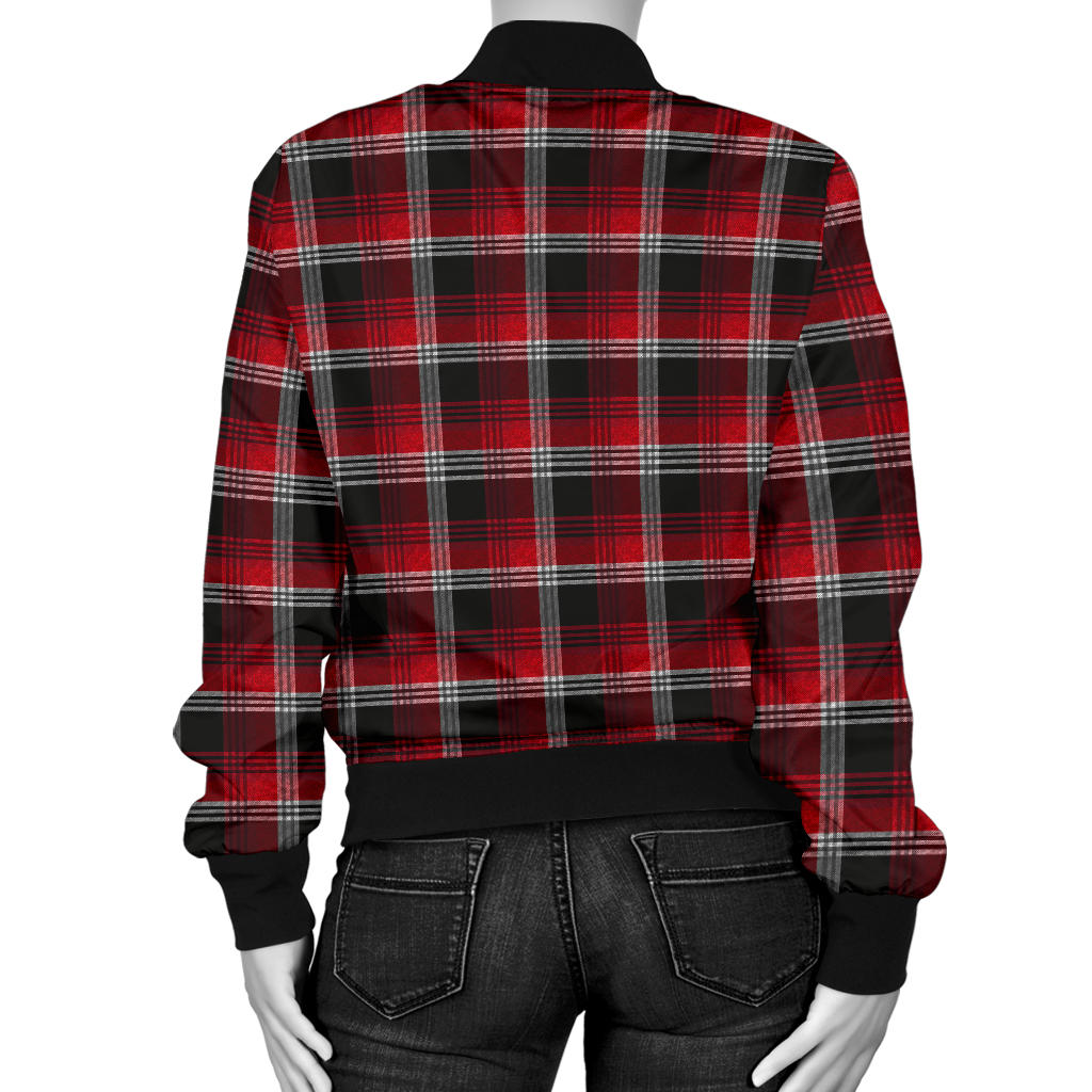 Womens Red Plaid Bomber Jacket