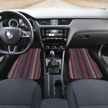 Red Boho Stripes Car Floor Mats