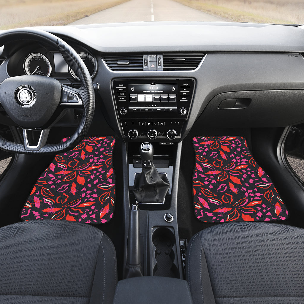 Red Floral Lips Car Floor Mats