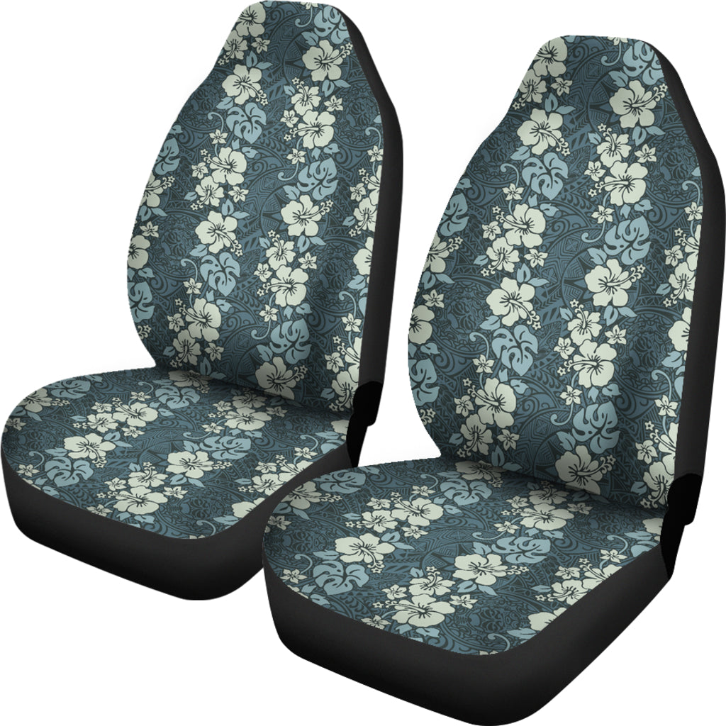 Green Floral Tribal Polynesian Car Seat Covers