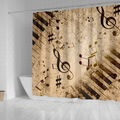 Vintage Piano & Musical Notes Shower Curtain