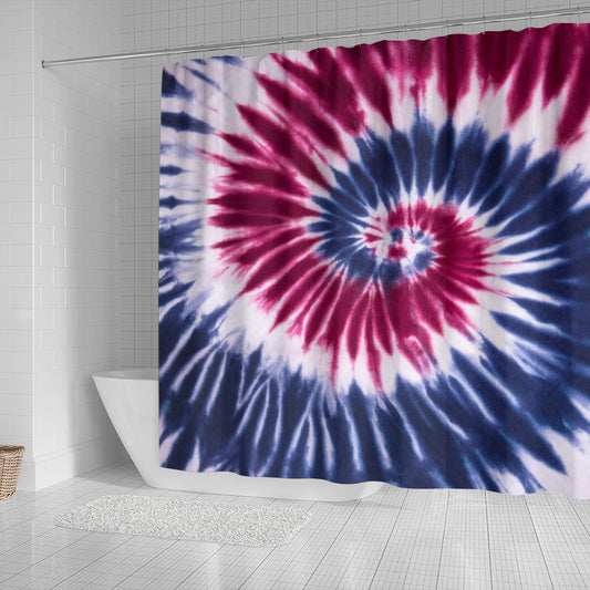 Red , White & Blue Tie Dye Shower Curtain