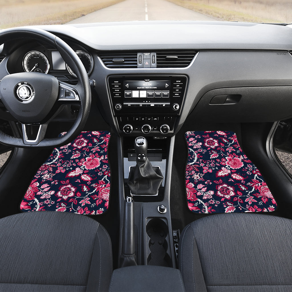 Pink Red Flowers Car Floor Mats