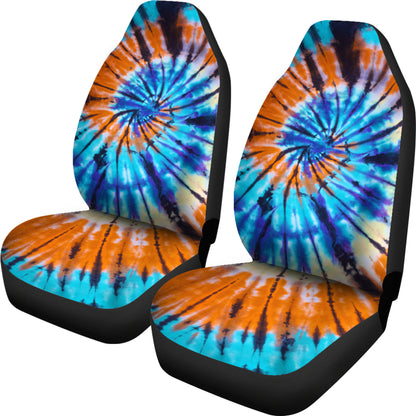 Blue & Orange Tie Dye Print Car Seat Covers