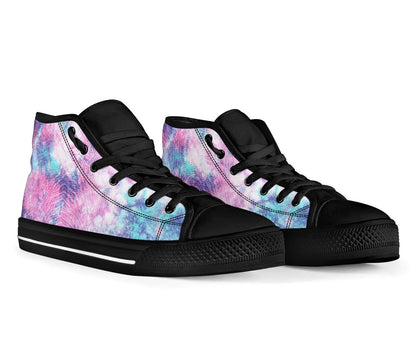 Pink Cotton Candy Tie Dye Print High Top Shoes