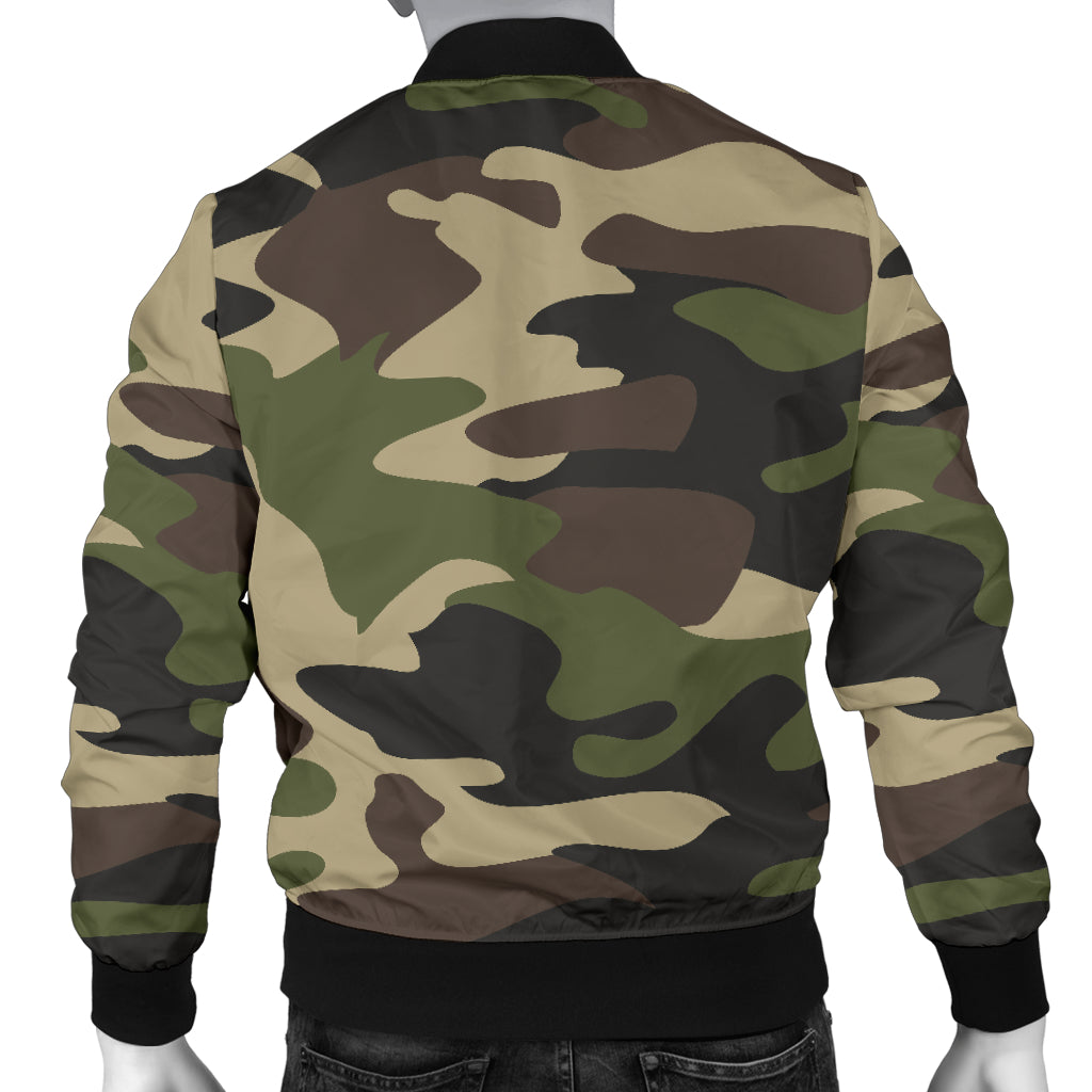 Mens Army Green Camouflage Bomber Jacket