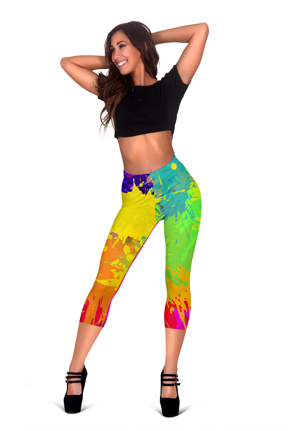 Colorful Paint Capri Leggings