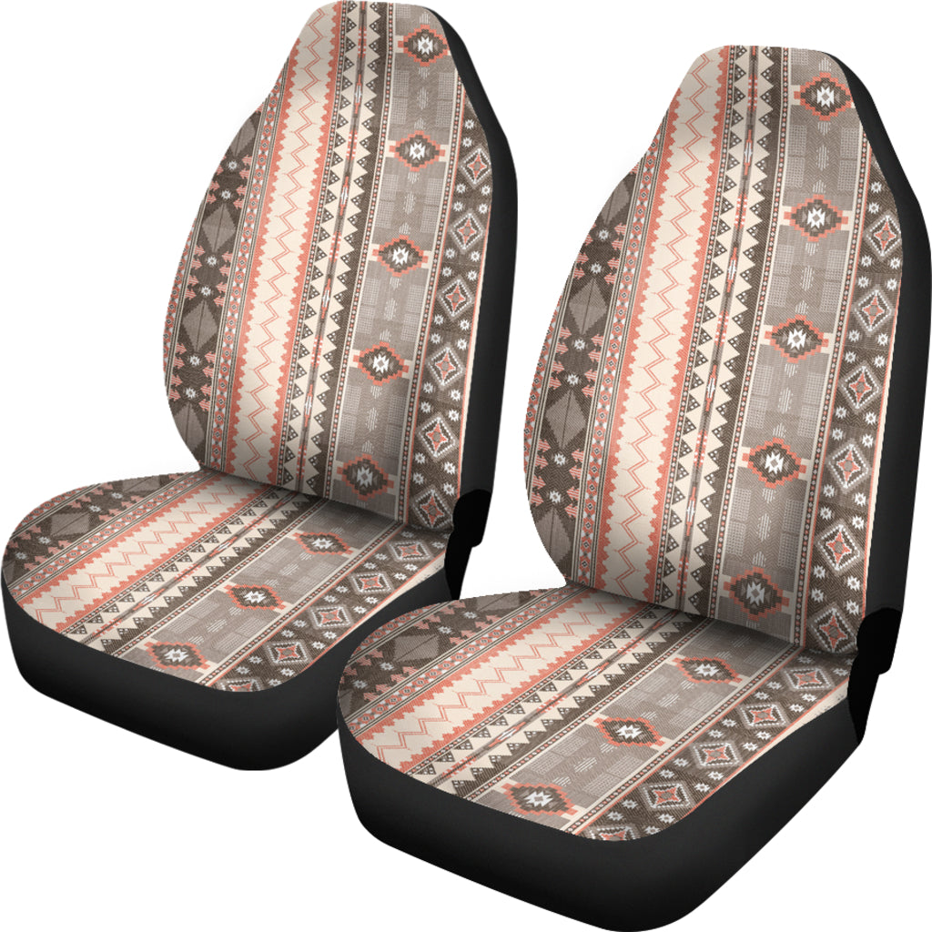 Beige Ethnic Stripes Car Seat Covers