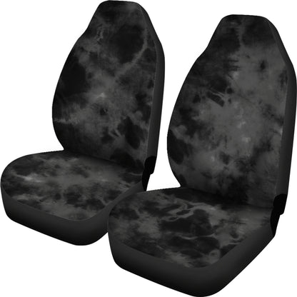 Dark Grey Grunge Tie Dye Print Car Seat Covers
