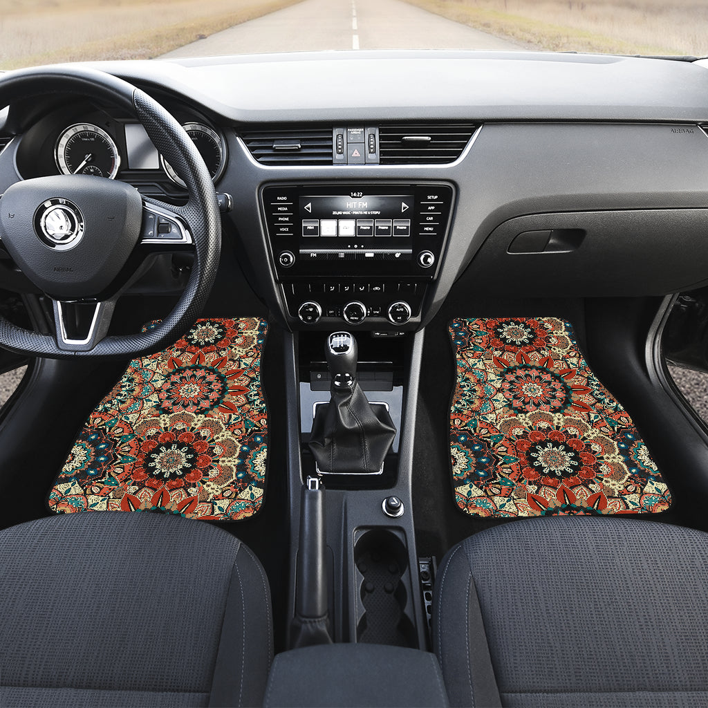Brown Mandalas Car Floor Mats
