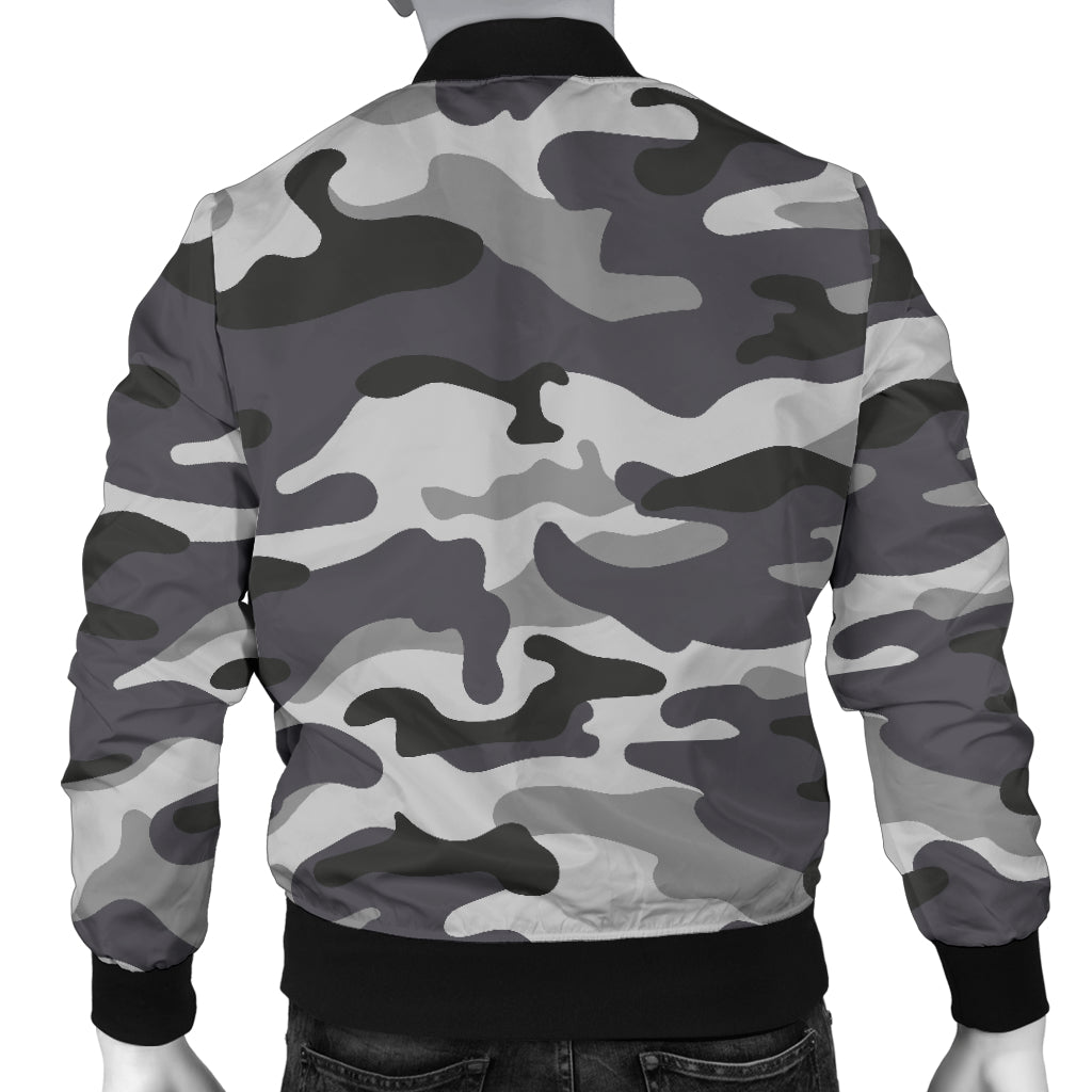 Mens Grey Camouflage Bomber Jacket