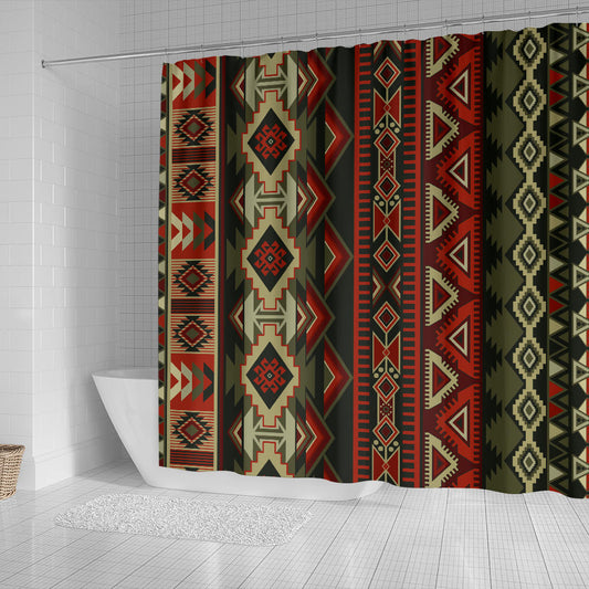 Red & Brown Boho Aztec Shower Curtain