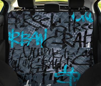 Blue Graffiti Car Back Seat Pet Cover