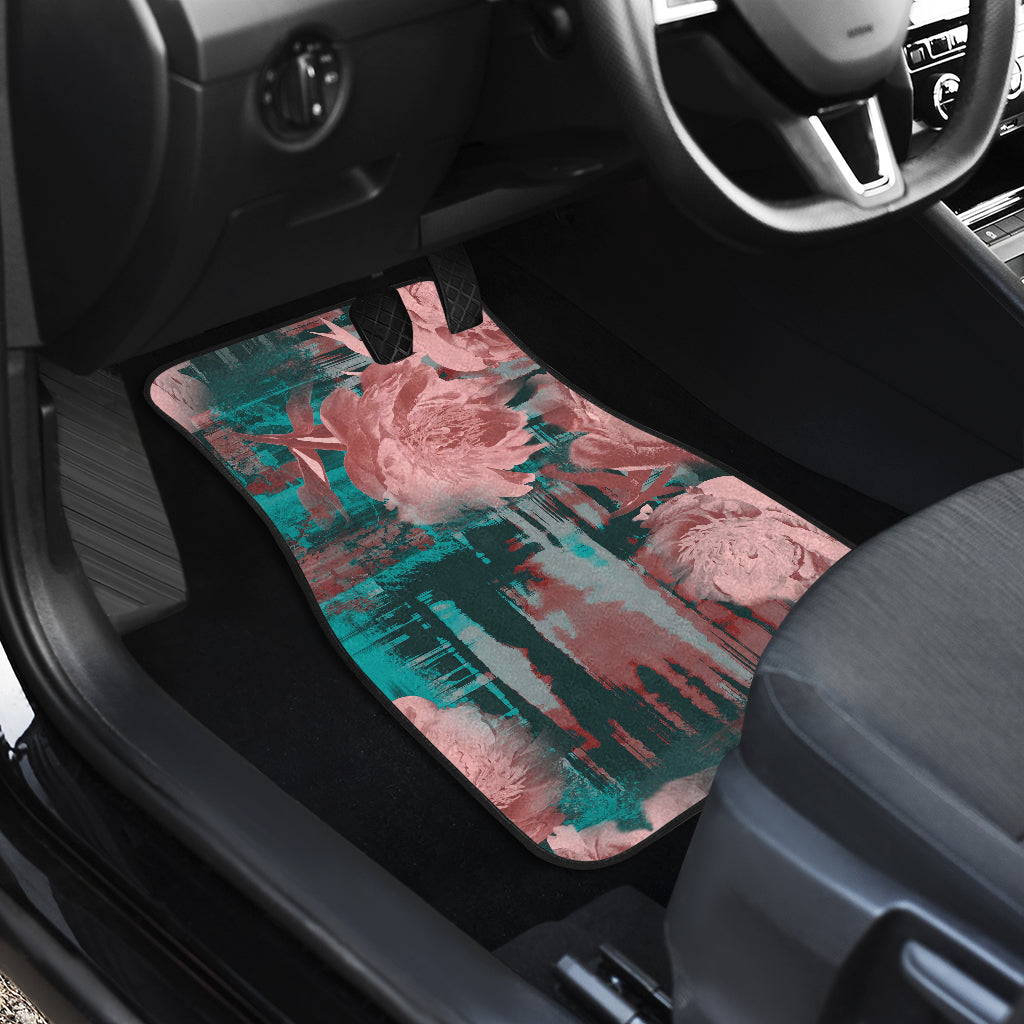Pink Abstract Floral Car Floor Mats