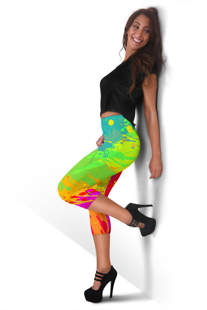 Colorful Paint Capri Leggings