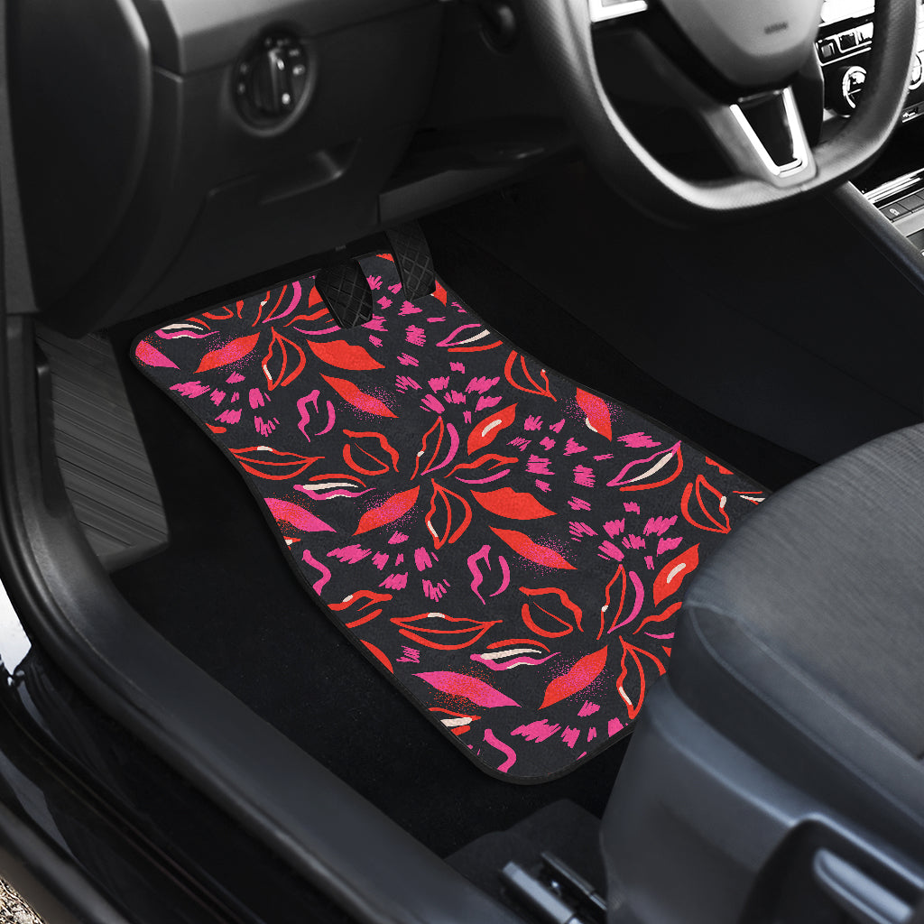 Red Floral Lips Car Floor Mats
