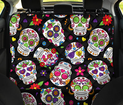 Colorful Sugar Skulls Car Back Seat Pet Cover