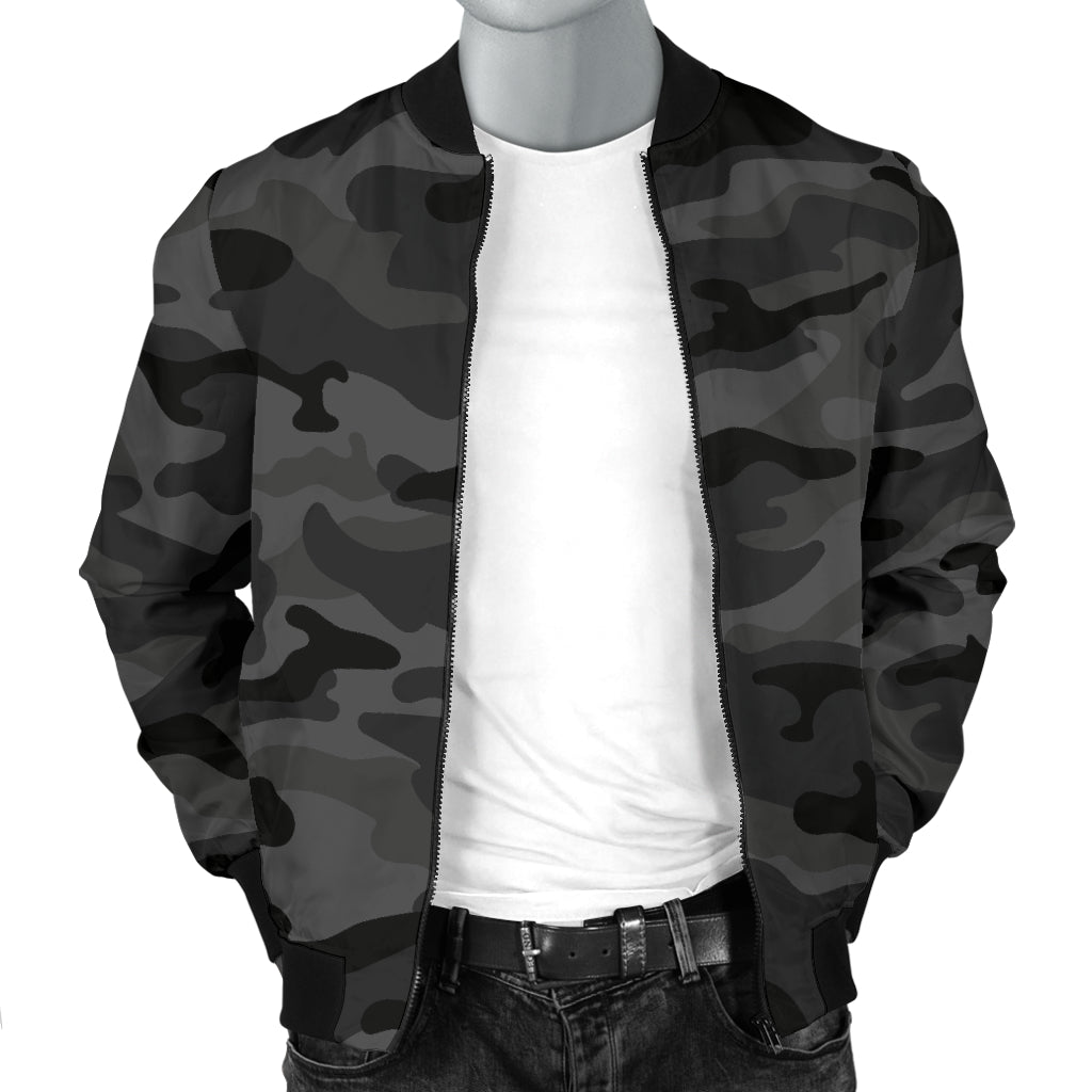 Mens Dark Grey Camouflage Bomber Jacket