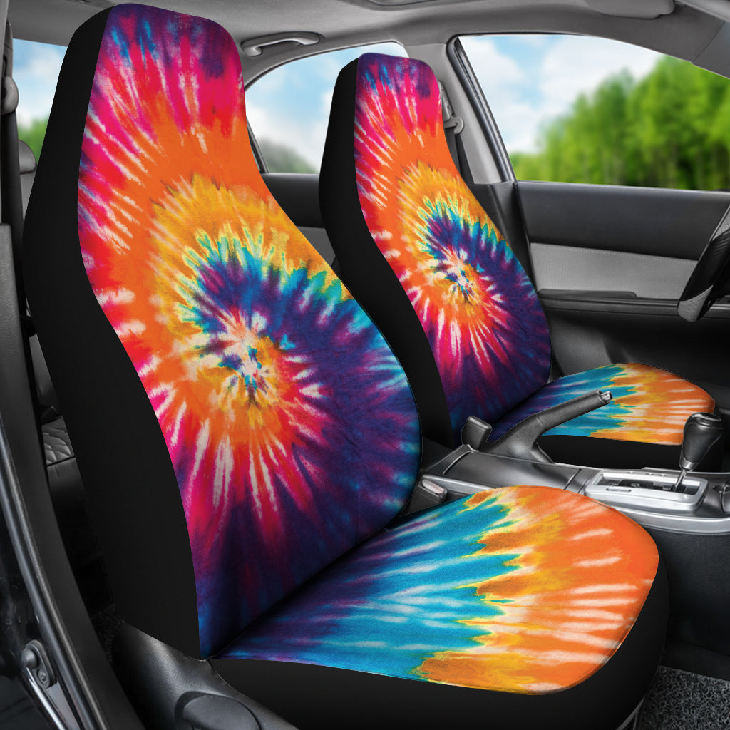 Custom Orange Tie Dye Print Car Seat Covers