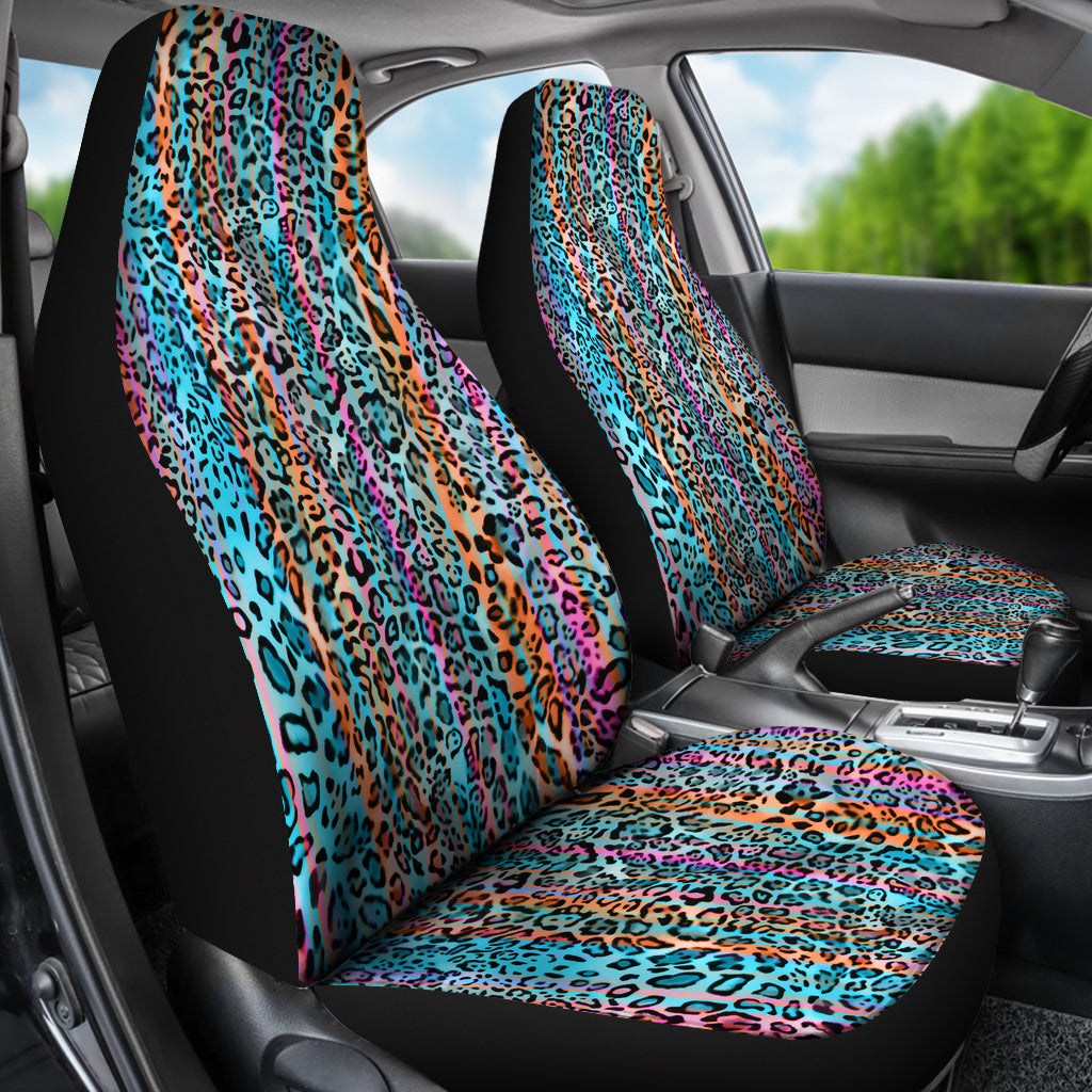 Colorful Leopard Print Car Seat Covers