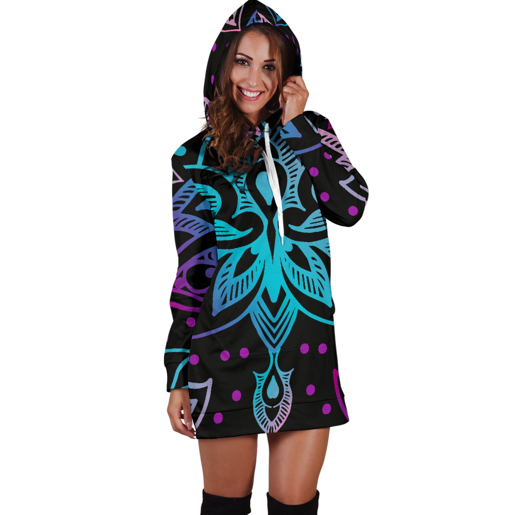 Lotus Decor Mandala Womens Hoodie Dress