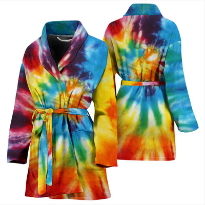 Womens Colorful Tie Dye Abstract Art Bath Robe